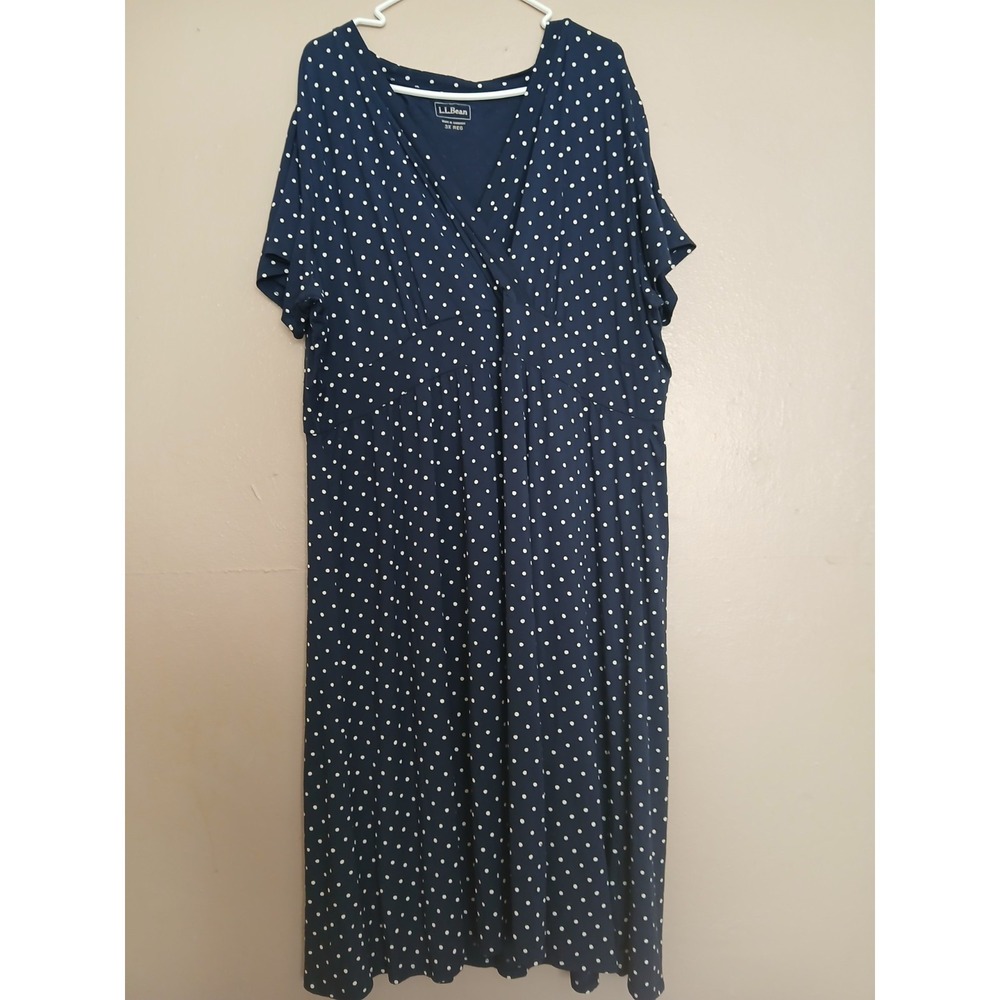 LL Bean Dress 3x Summer Knit Tennis Prep Preppy Jersey Stretch Knee Length